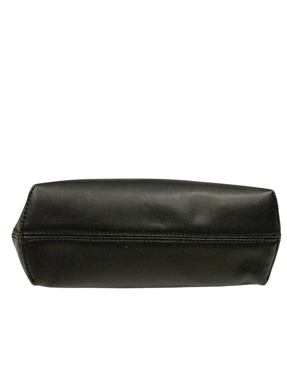 Black Frame-Top Leather Clutch with Gold Trim